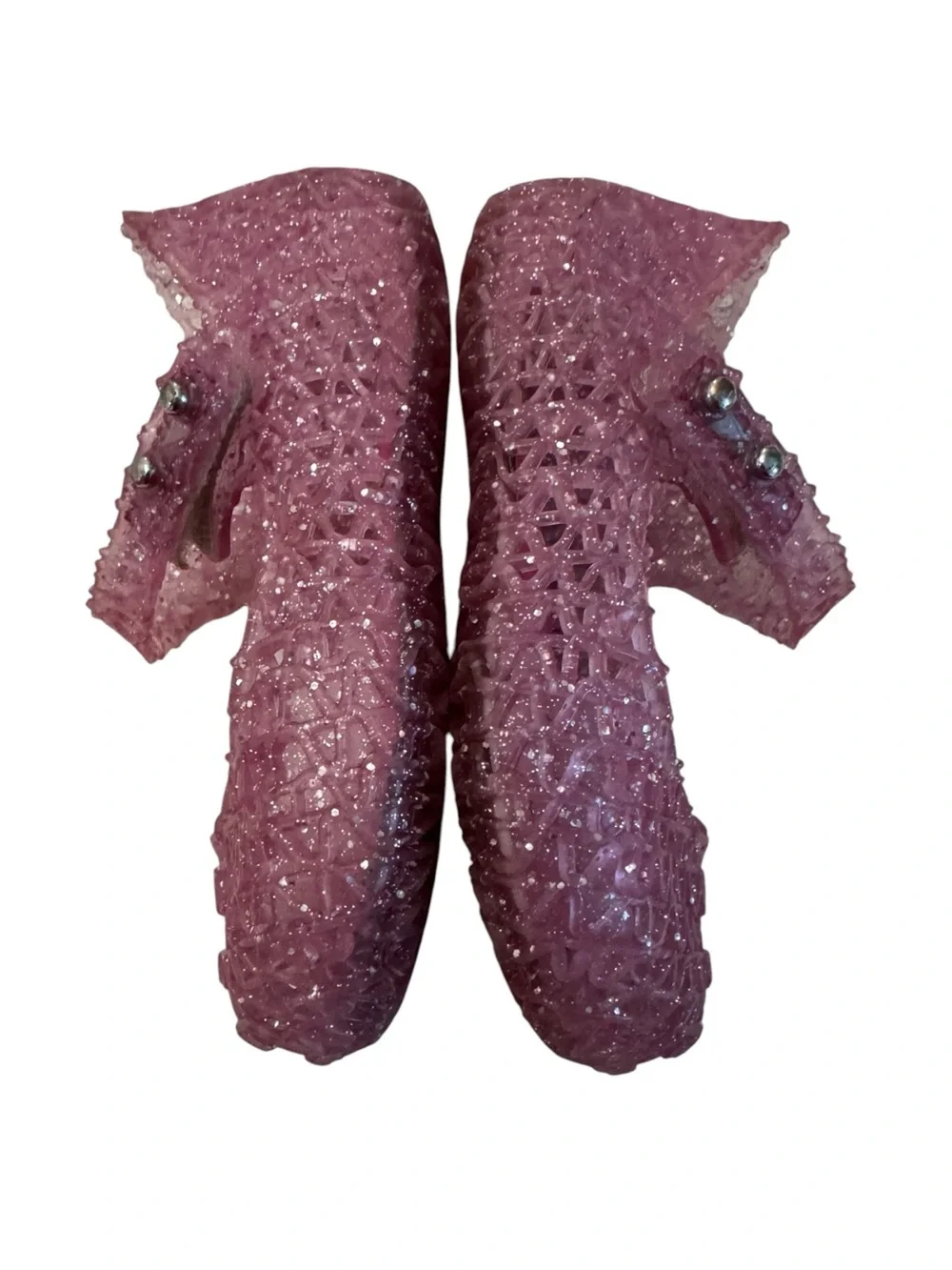 Mini Melissa Campana Zig Zag Pink Glitter Mary Jane Jelly Shoes Size 6